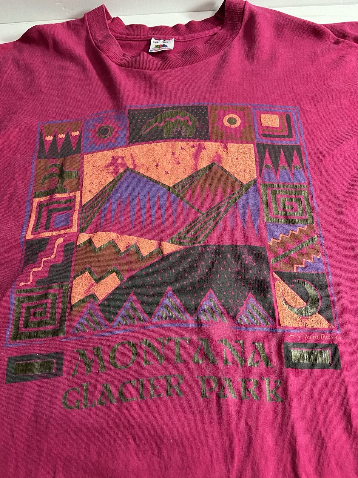 Vintaage Glacier Park Montana Prairie Mountain T-Shirt XXL Single Stitch FOTL gallery