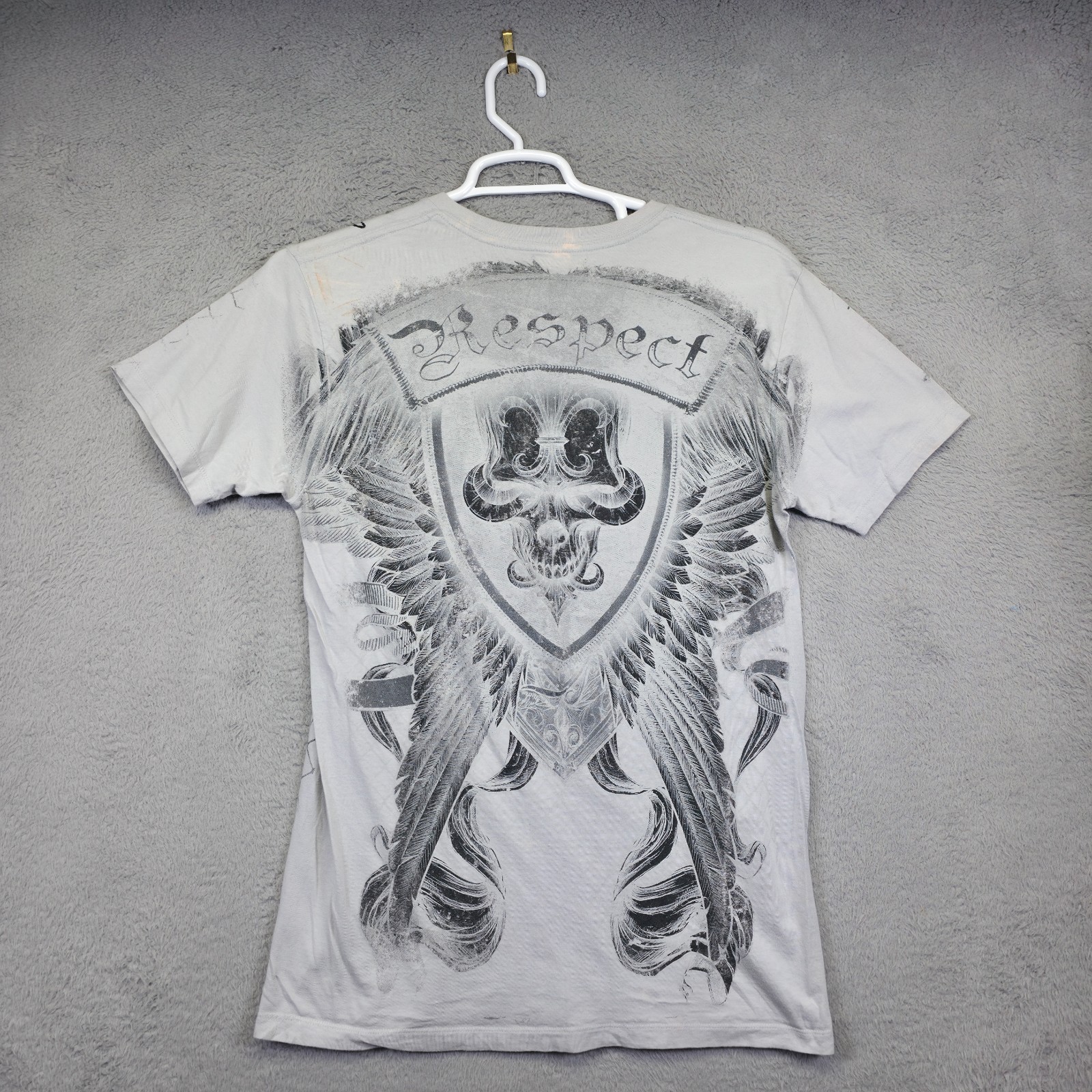Y2K Hybrid Tee Mens M Gray Skull Angel Wings Tattoo Rock Punk Biker Grunge Shirt gallery