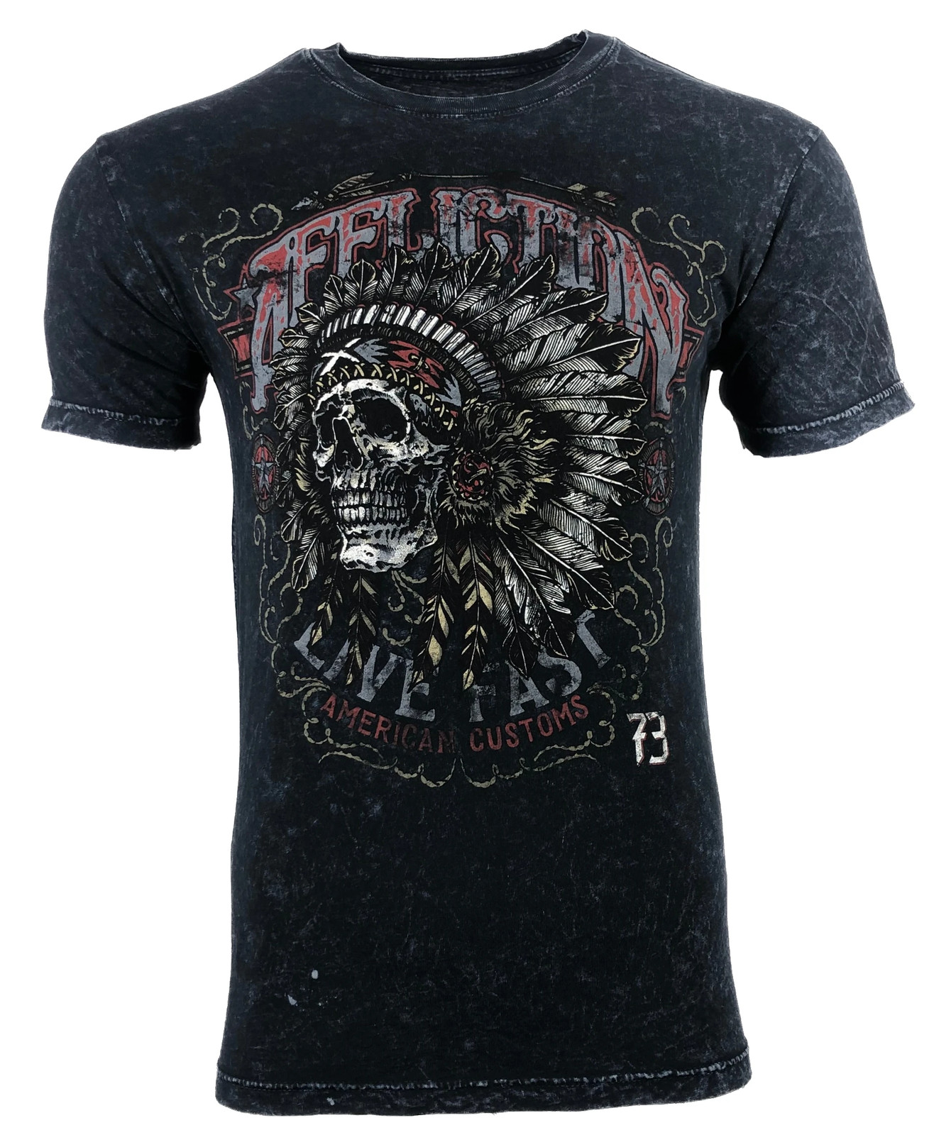AFFLICTION Men's T-shirt AC IROQUOIS BLACK LAVA Biker Skull Tattoo MMA S-4XL gallery