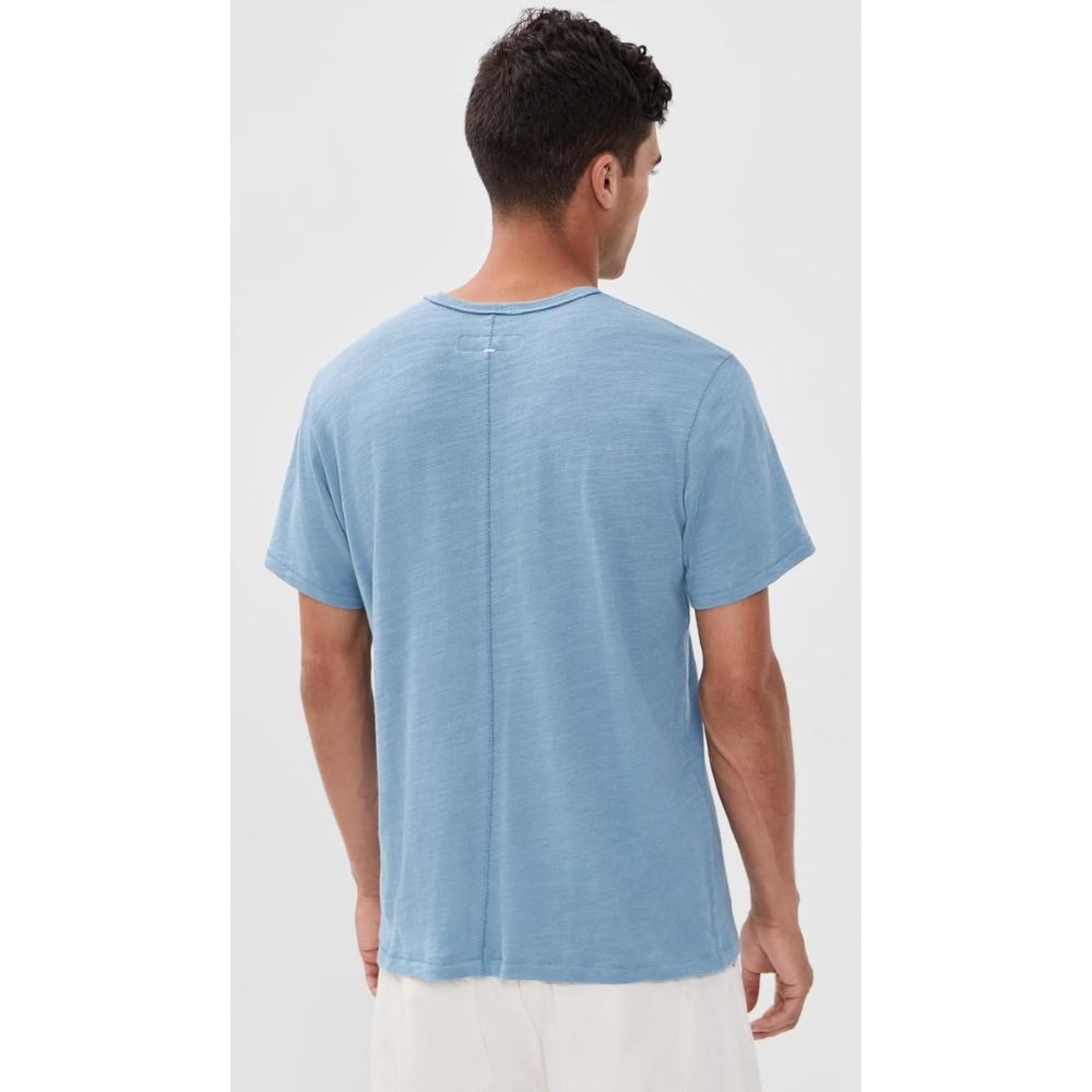 Rag & Bone Mens Fog Blue Classic Crew Neck Pull On Short Sleeve Cotton Flame Tee gallery