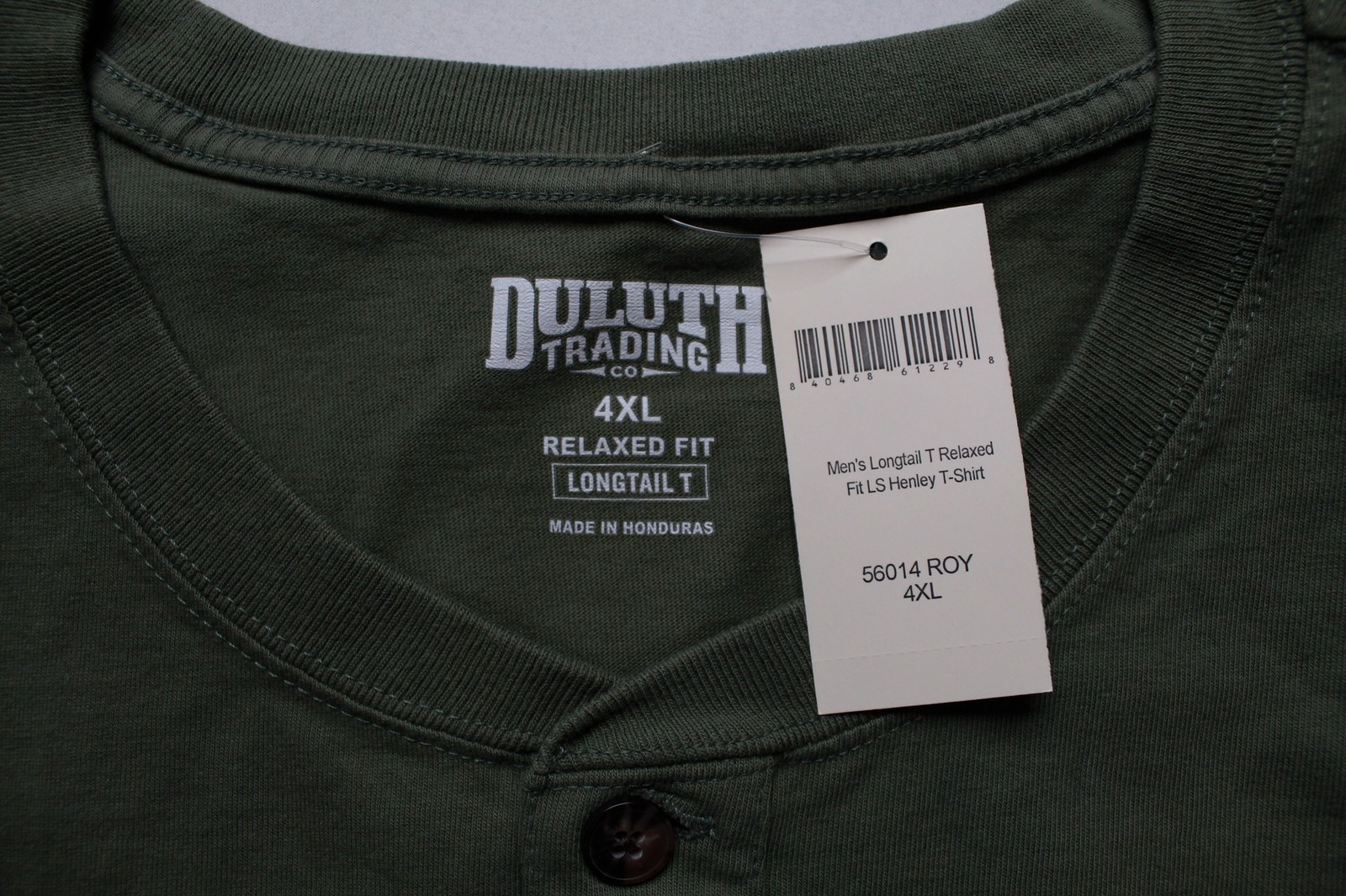 Duluth Trading Co. Men's Longtail Relaxed Henley T-Shirt JK5 Rosemary Size 4XL gallery