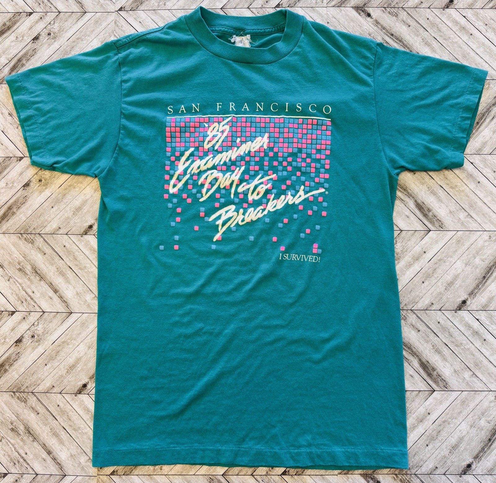 VTG San Francisco Marathon Mens Small Green Running Race Streetwear Classic 80s