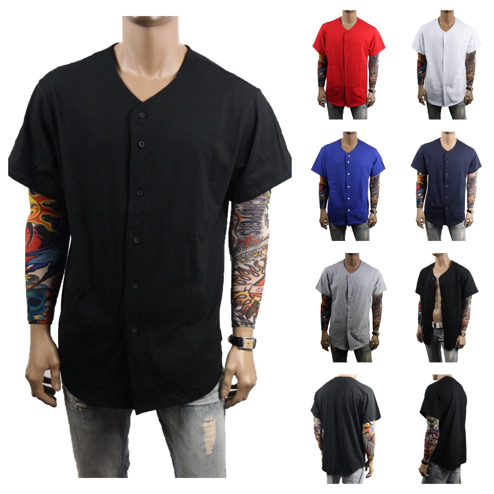 Men Baseball T-Shirt Cotton Jersey Plain Solid Sports Team Raglan Tee S-3XL gallery