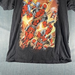 Marvel Mens T Shirt Black Deadpool Graphic Print Short Sleeve Size L Cotton