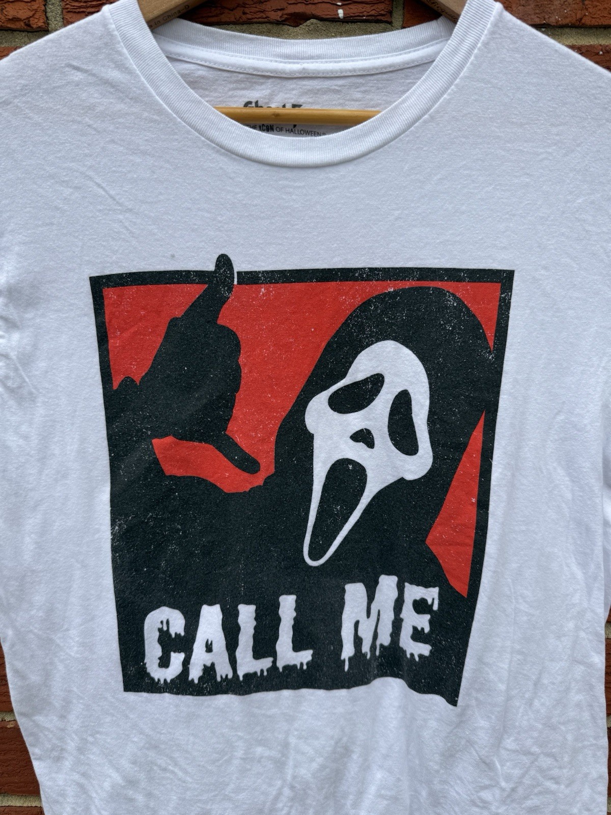 Seven Times Six Mens' Ghost Face Call Me Distressed Graphic Print T-Shirt M size gallery