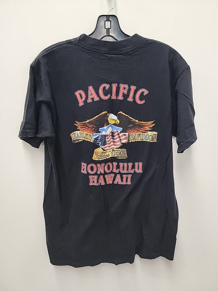 Vintage 1998 Harley Davidson Motorcycles Pacific Honolulu Hawaii Eagle Tee 2XL