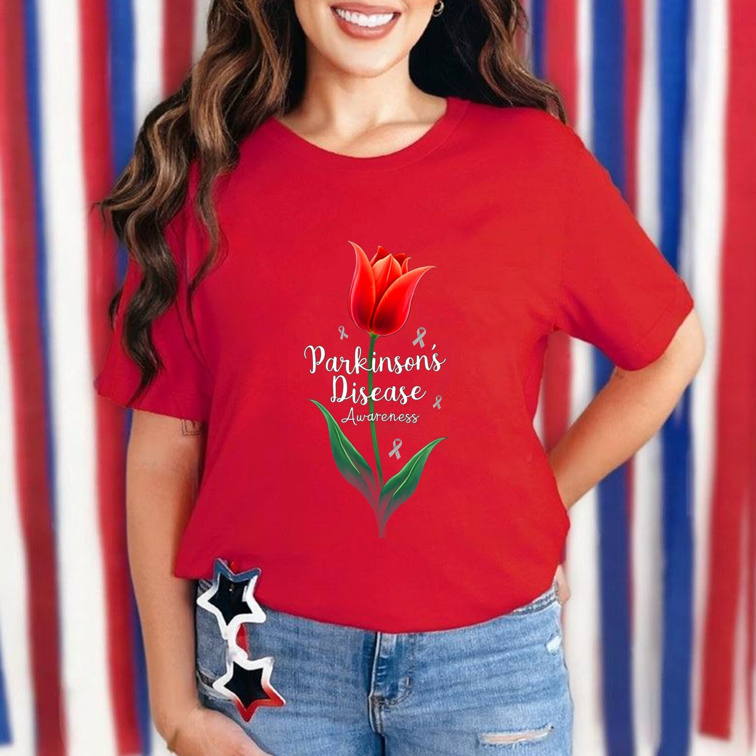 Parkinson Disease Awareness Tulip April Month Patient T-Shirt gallery