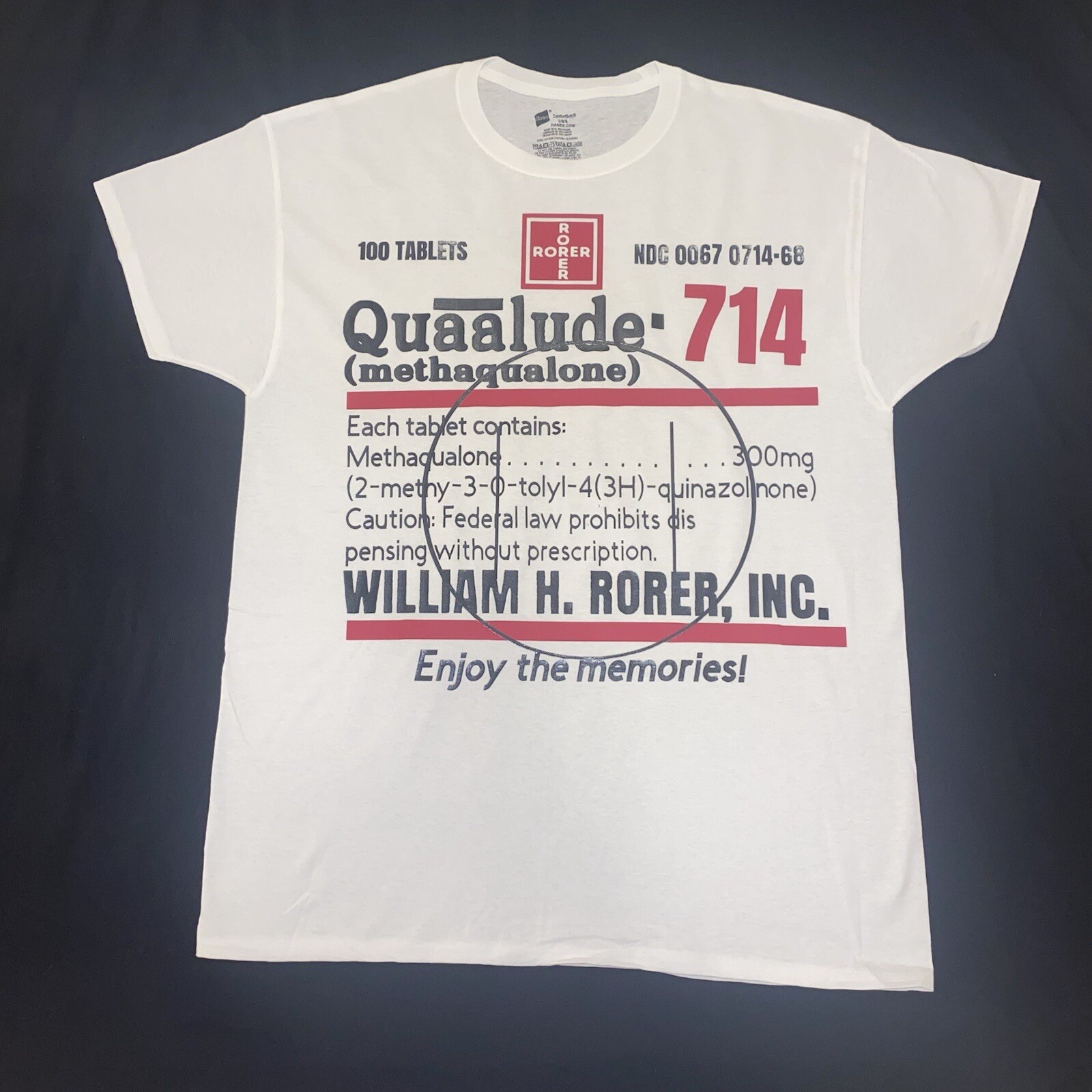Quaalude Rorer 714 Custom T Shirt Wolf Of Wall Street Pill Drug CHOOSE YOUR SIZE