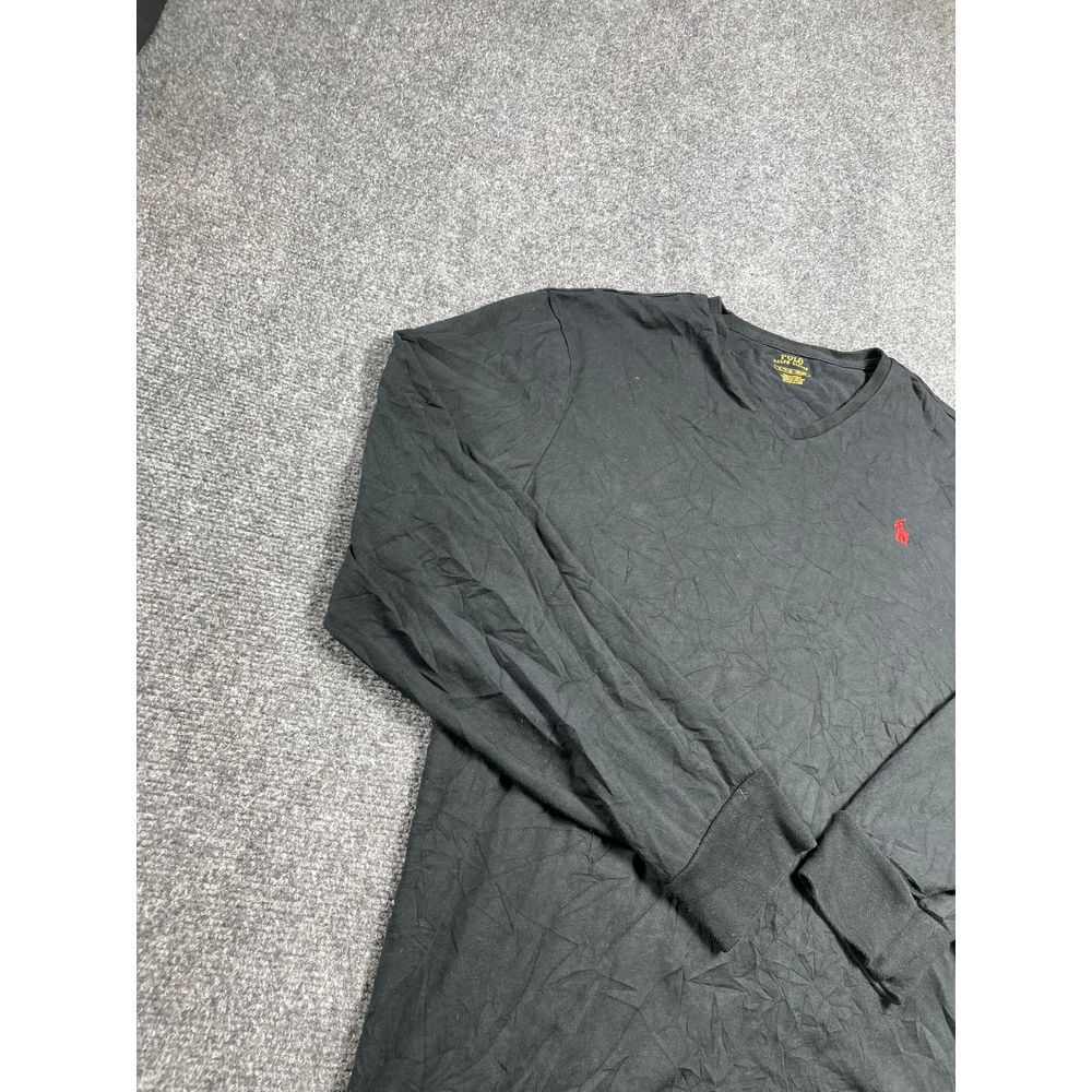 Men's Black Full Sleeve V-Neck Ribbed Cuff Pull Over Casual T-Shirt Size XL gallery