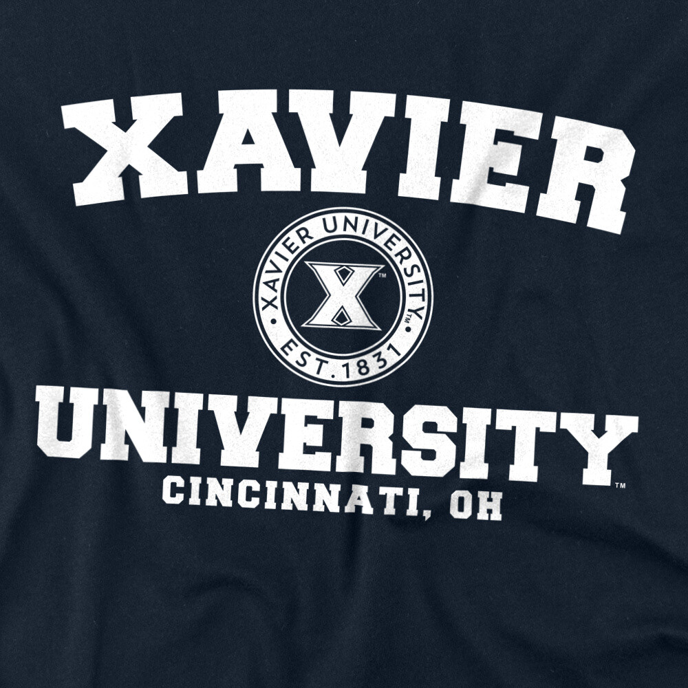 Xavier University Adult T-Shirt Circle Logo, Navy, S-5XL gallery