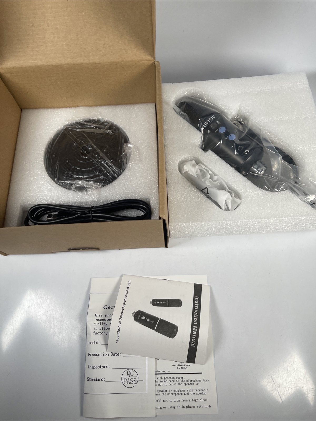 AIRIDE K-7 K7 Condenser Microphone Black With Stand Complete Plug N Play New