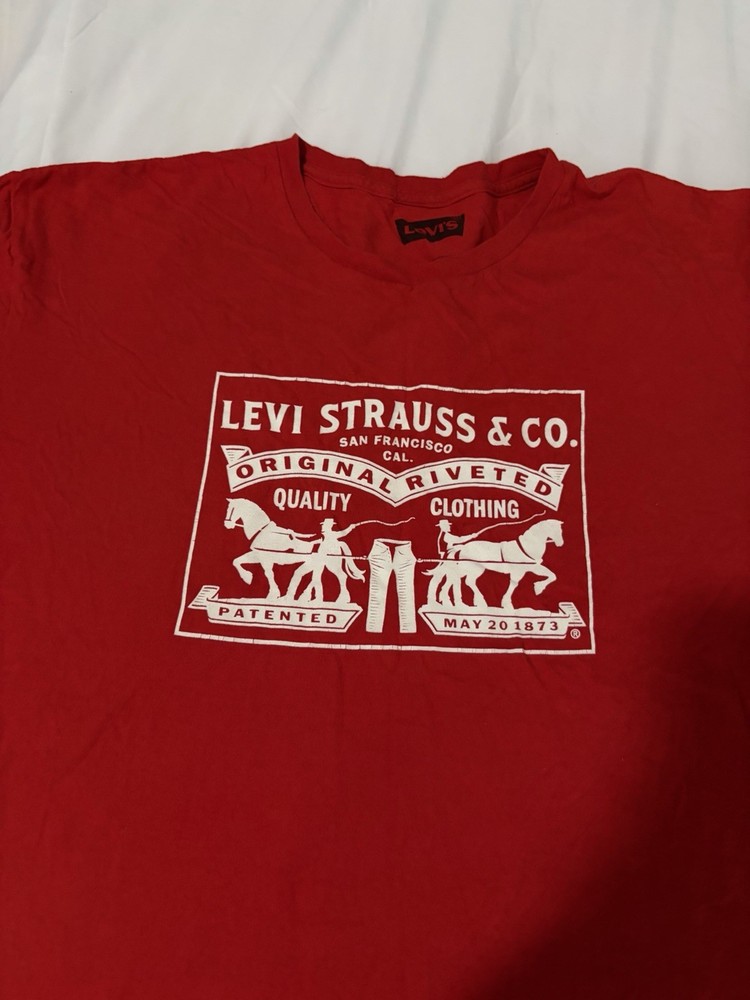 Levi’s Men’s Red Graphic Logo Print Crew Neck Short Sleeve Cotton Knit Tee 2XL