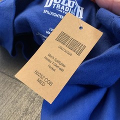 Duluth Trading Co. Longtail T Henley Medium Blue Cotton Short Sleeve Shirt NWT