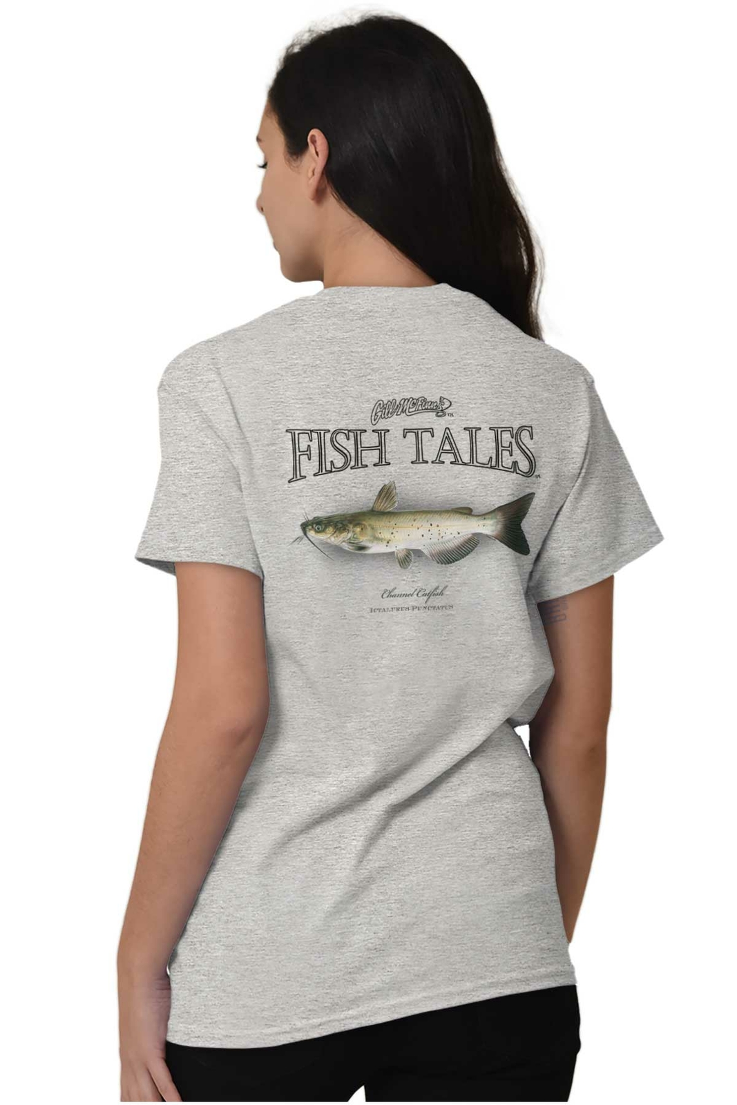 Gill McFinns Channel Catfish Fishing Camping Womens or Mens Crewneck T Shirt Tee gallery