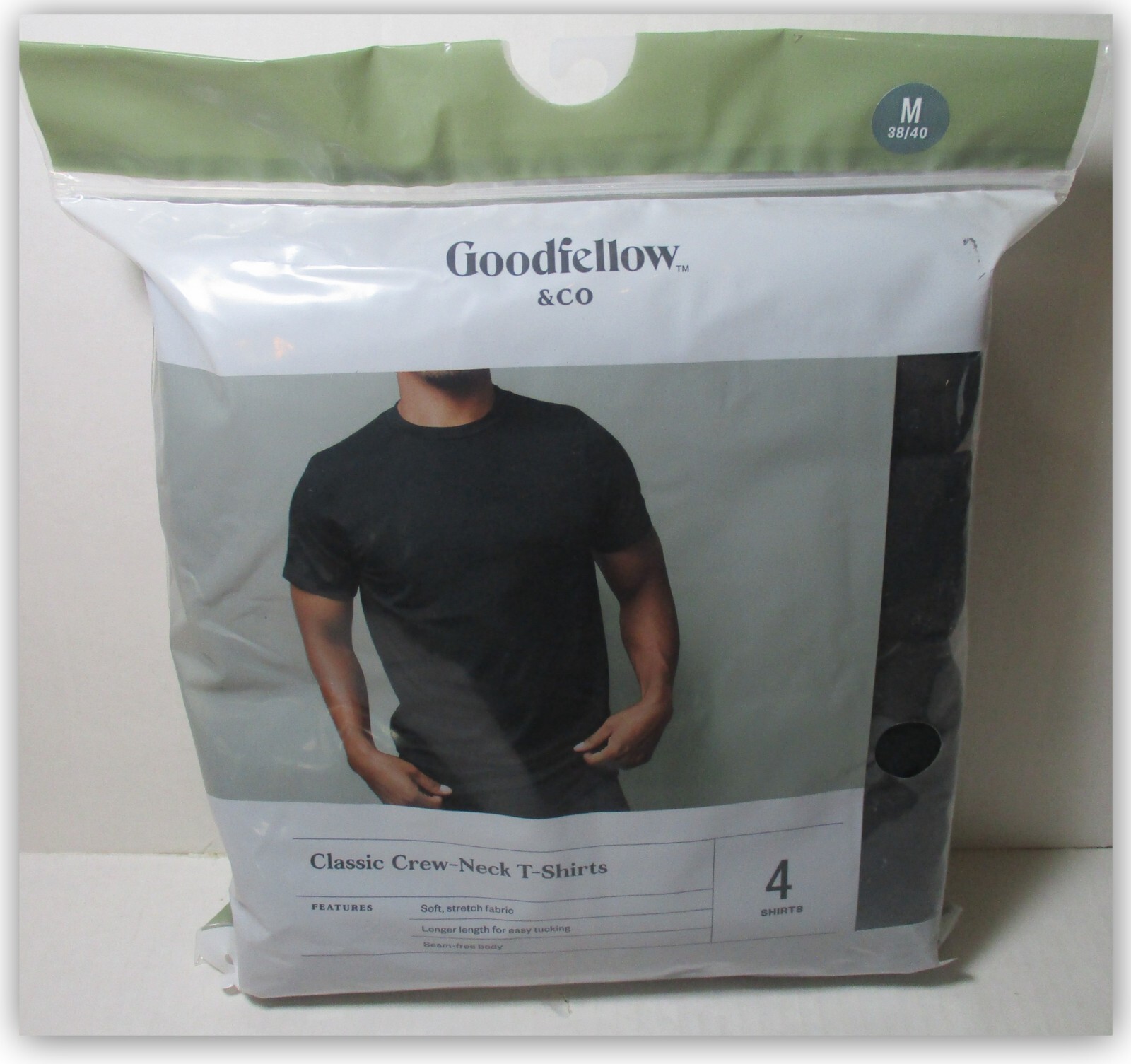 Classic T-shirts 100% Cotton Goodfellow BLACK CREW-NECK 4 ct MEDIUM Soft Stretch gallery