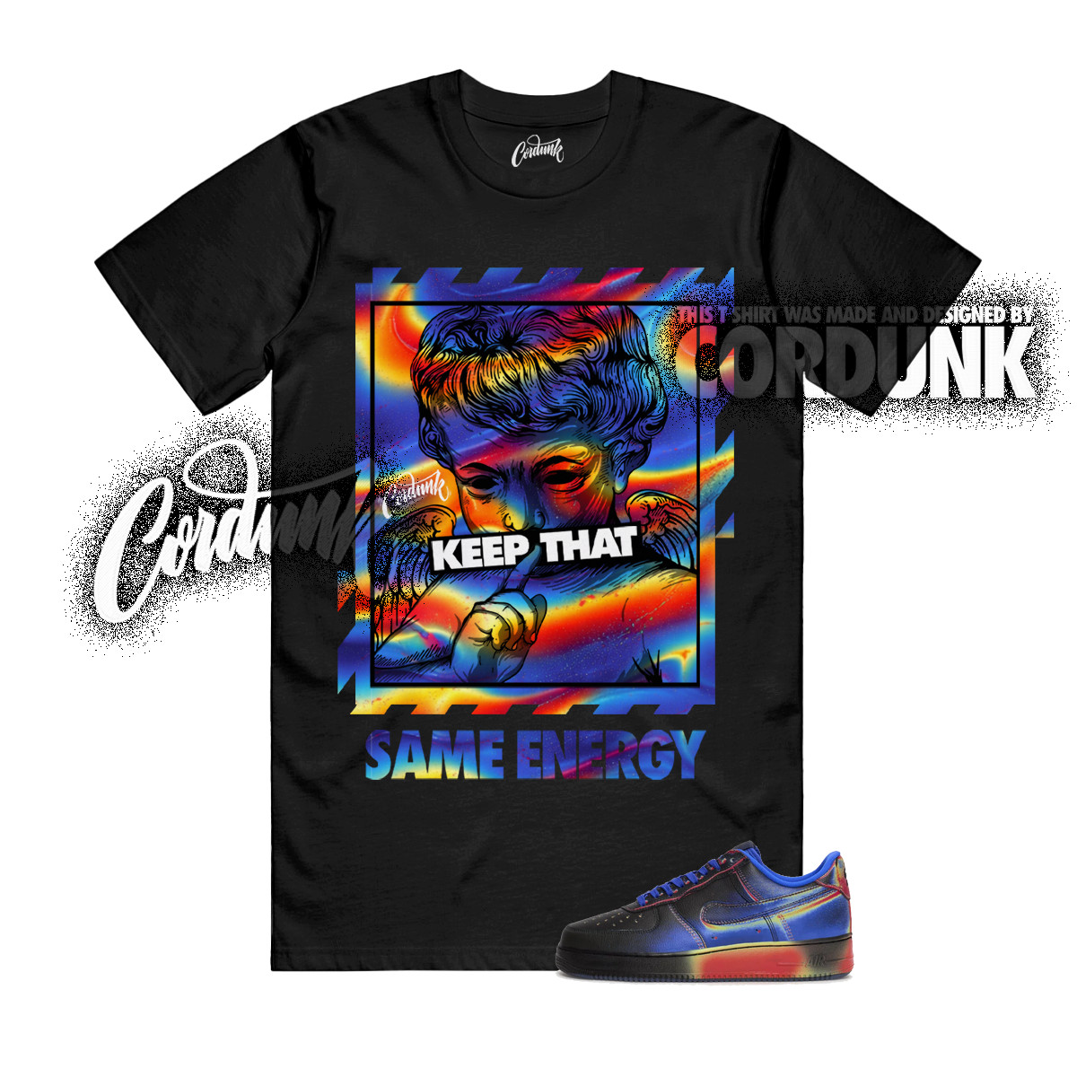 Air Force 1 Low Retro Heat Map Black Racer Blue T Shirt Match ENERGY