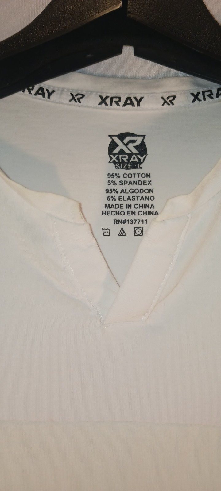 XRAY - Men's Large - White/Lime Green V-Notch Short Sleeve Split Neck T-Shirt gallery