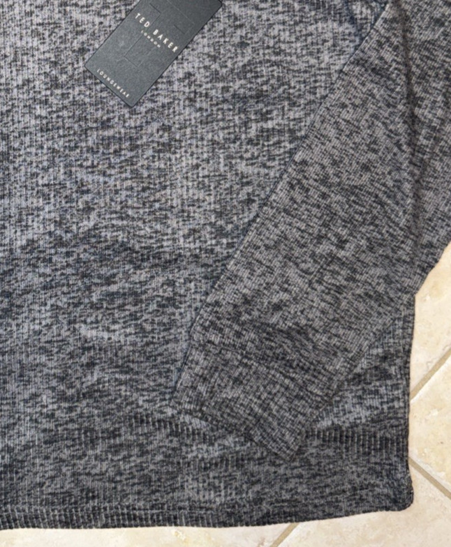 Ted Baker London L/S Rib Crew Loungewear Tee Shirt Mens L Grey Heather NWT gallery