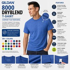 Gildan Dryblend 50/50 cotton/polyester Plain T Shirts and Tees S-3XL G800