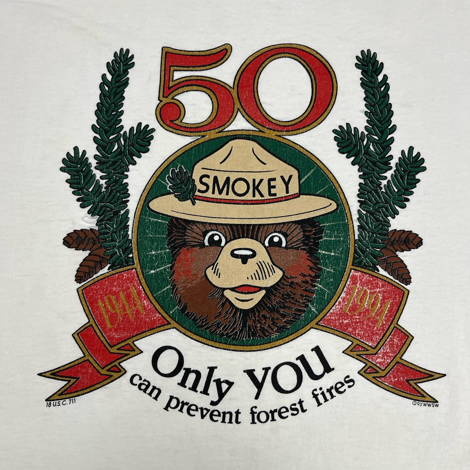Vintage Smokey The Bear Only You Can Prevent Forest Fires T Shirt Distressed 90s gallery