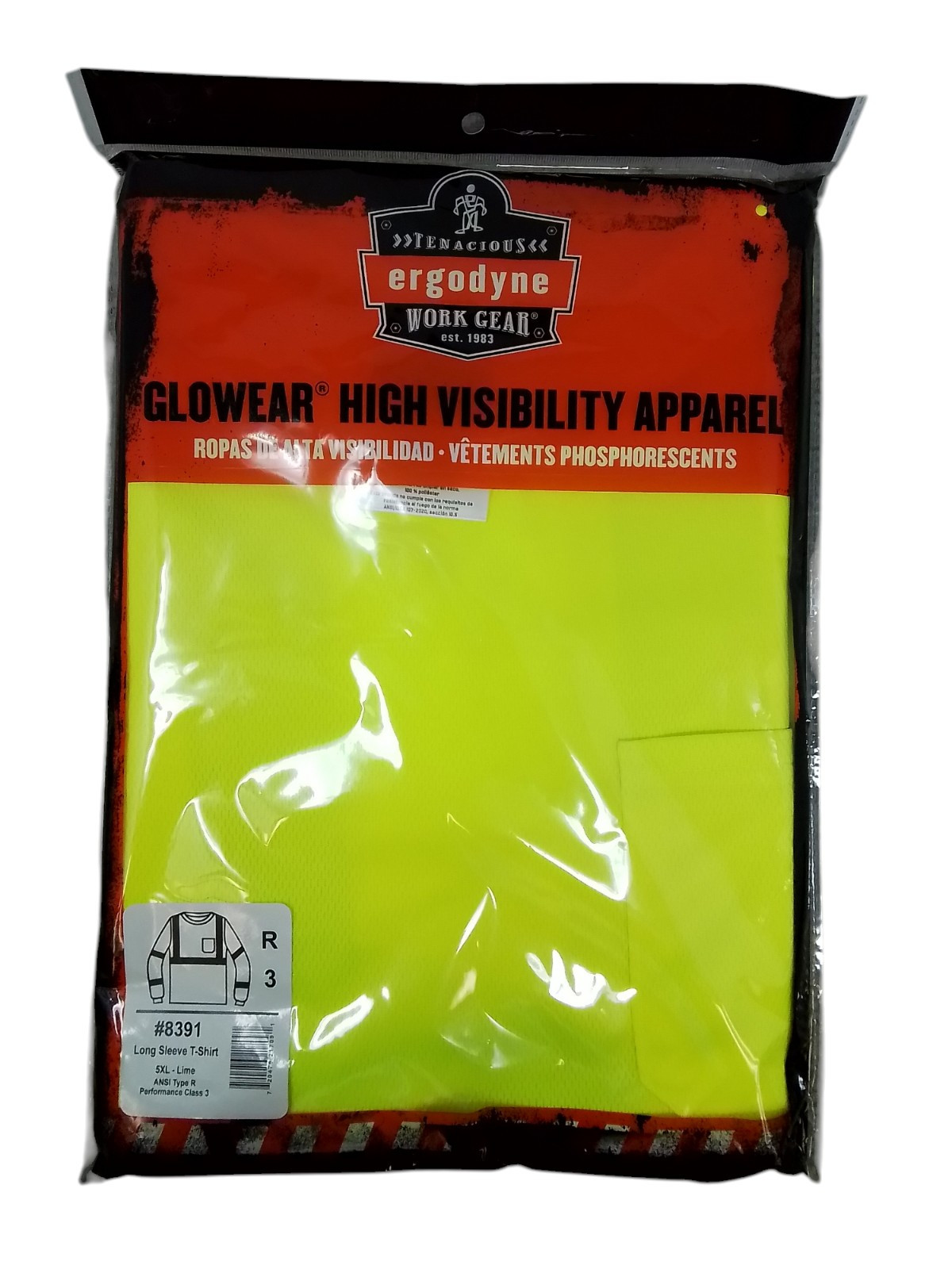 Ergodyne 8391 5XL Hi Vis Lime Long Sleeve T-Shirt NEW gallery