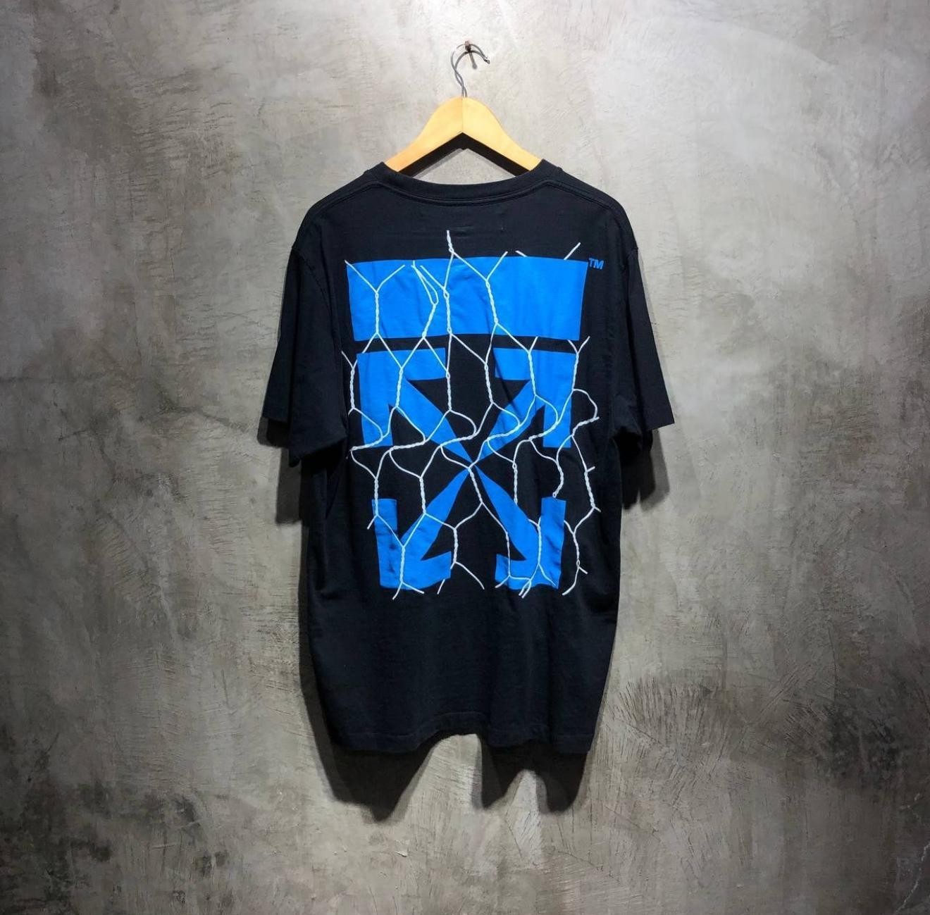 Off-White c/o Virgil Abloh Blue Lightning Arrow Graphic Tee Black Size L 2013 gallery