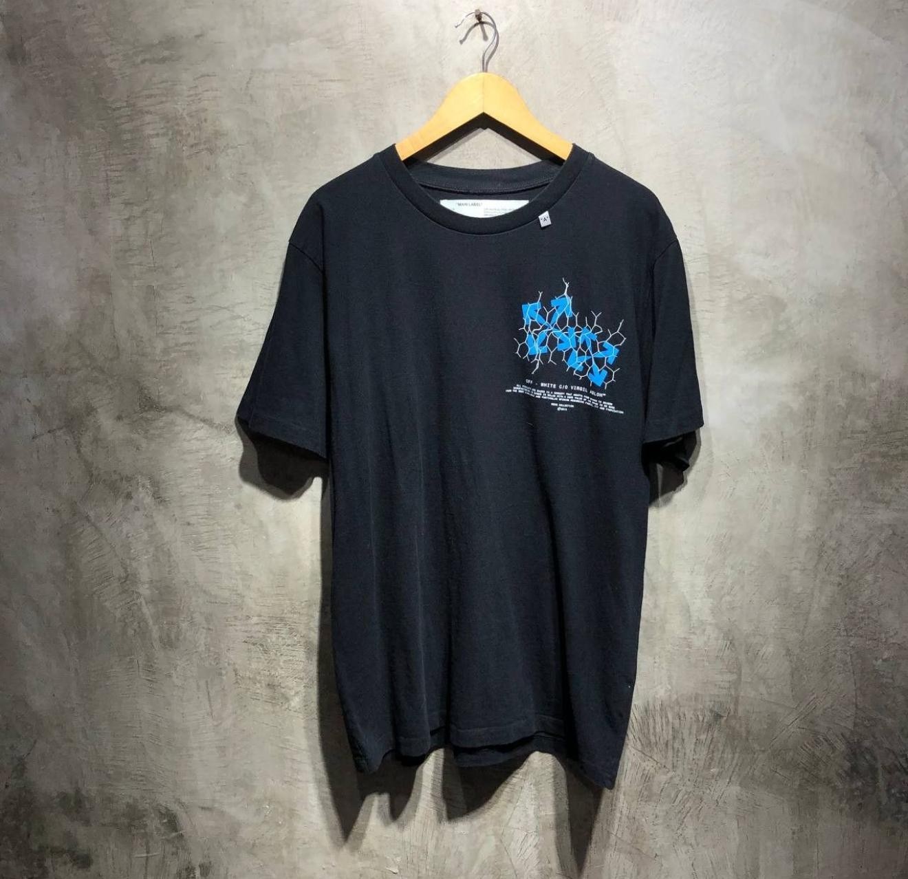 Off-White c/o Virgil Abloh Blue Lightning Arrow Graphic Tee Black Size L 2013 gallery