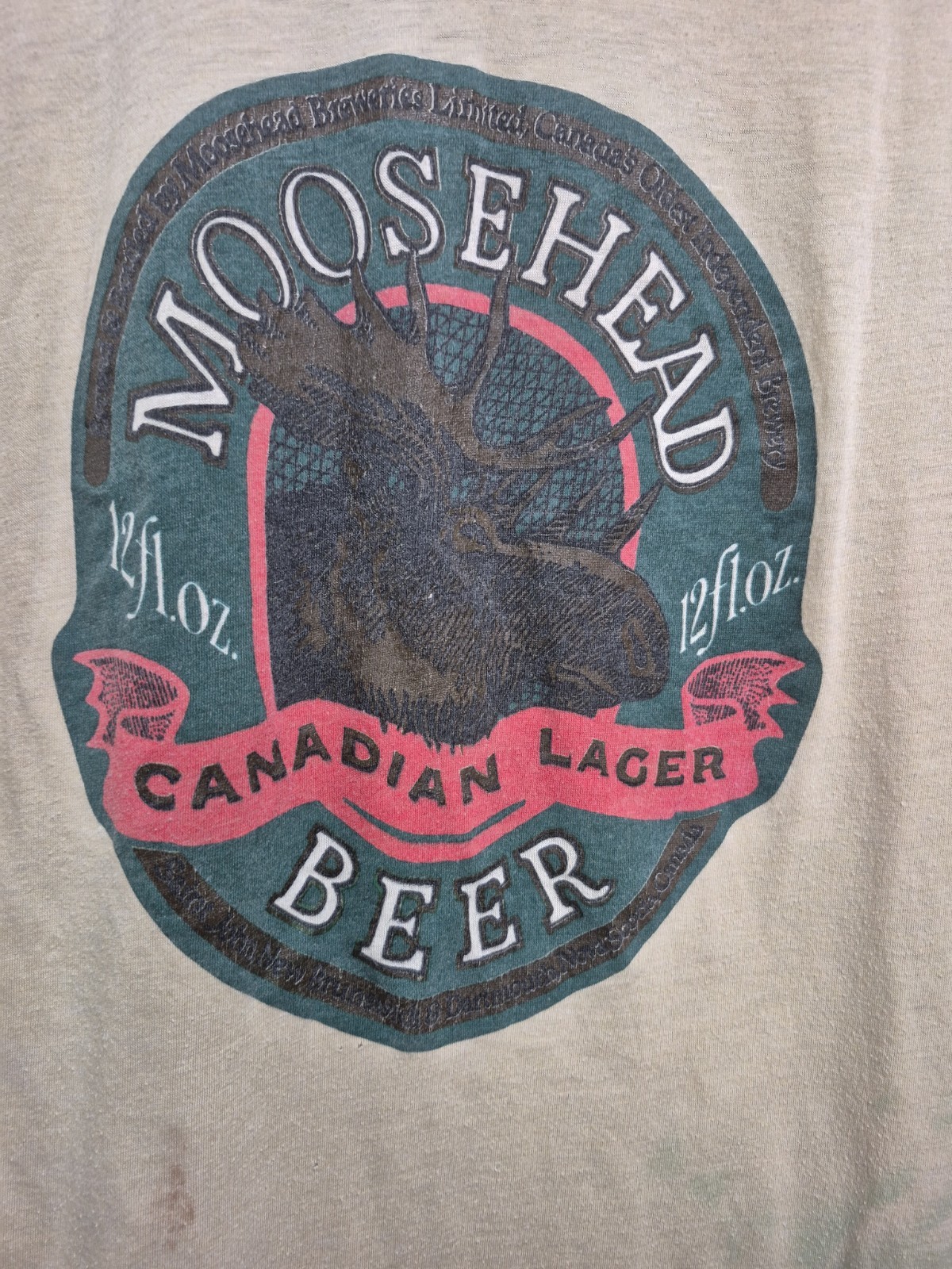 Vintage Moosehead Beer Shirt Mens XL Tan Canadian Lager Promo Moose 80s gallery