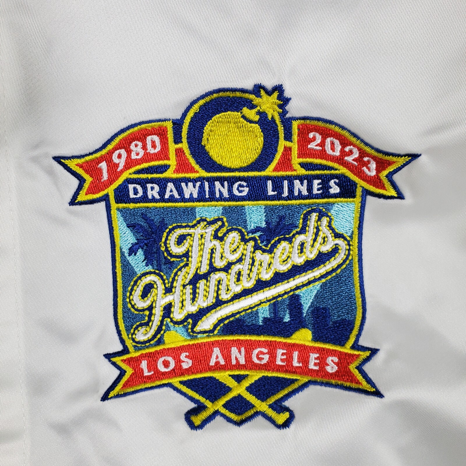The Hundreds Drawing Lines Los Angeles White Satin Jock Baseball Jersey Sz S gallery