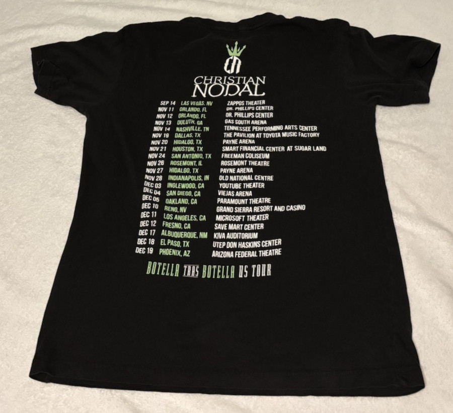 Christian Nodal Official Tour Shirt BLACK MEDIUM Mexican Banda Music gallery