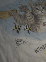 Vintage 90s Bob Harrison Cat Fish Window Shopper T-Shirt Size XL Single Stitch