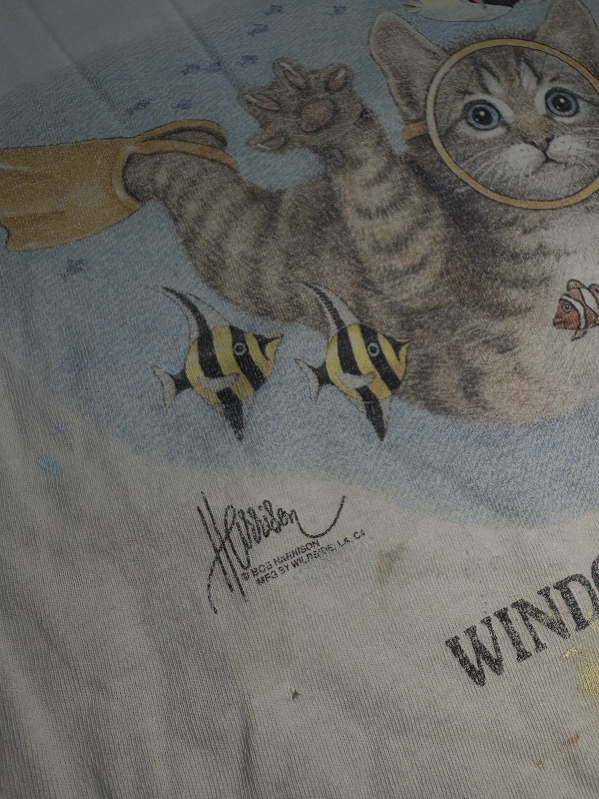 Vintage 90s Bob Harrison Cat Fish Window Shopper T-Shirt Size XL Single Stitch gallery