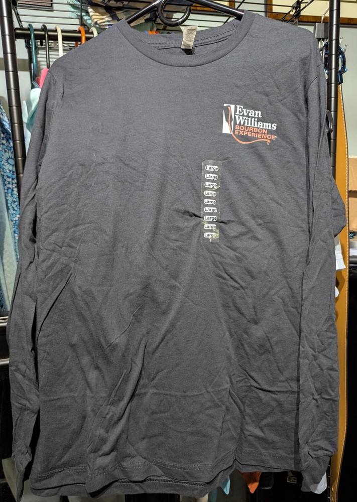 Evan Williams Bourbon Experience Gray Long Sleeve T Shirt L~ 17 Distilleries