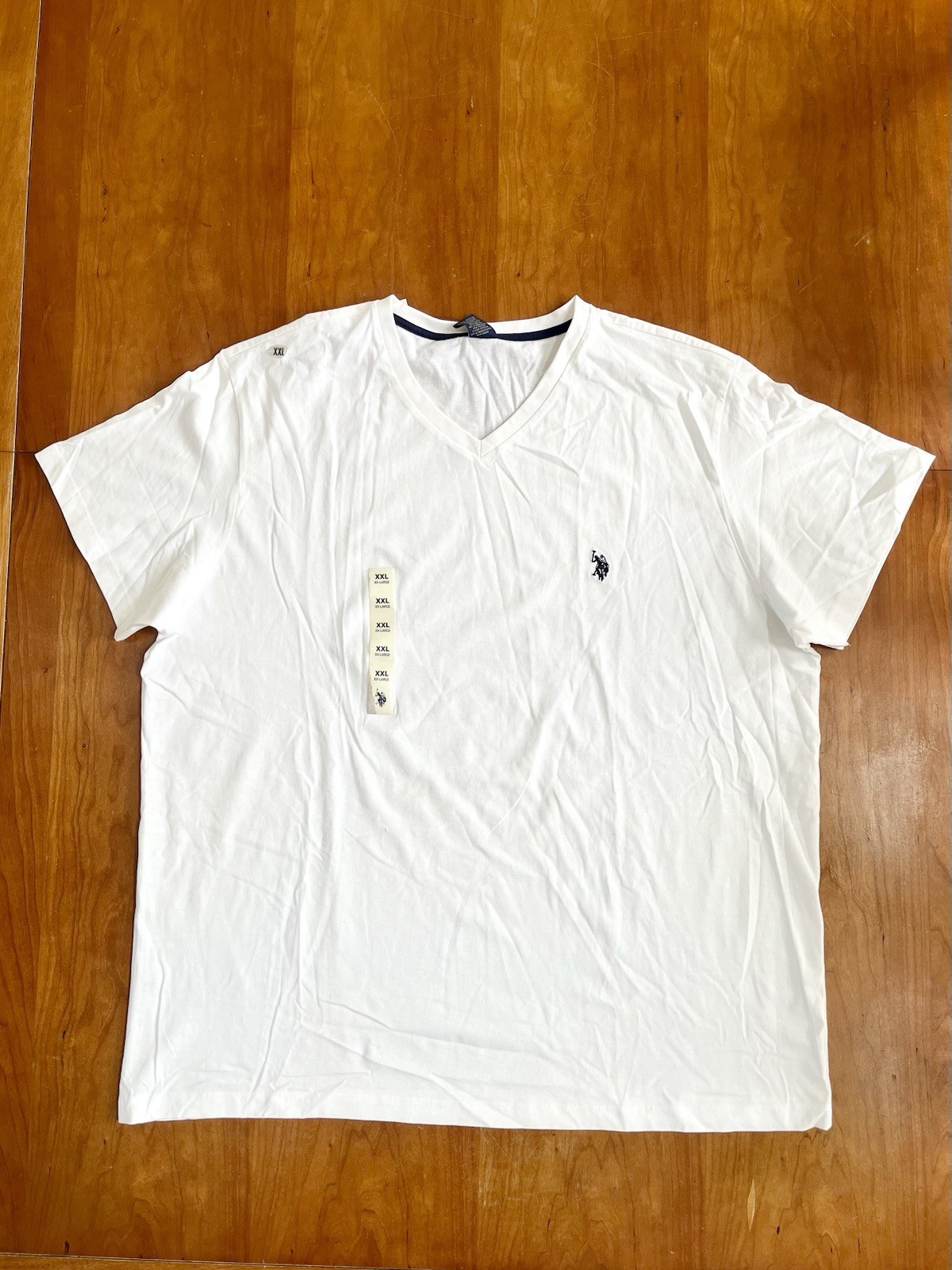 NWT U.S. Polo Assn. Men's Solid V-Neck Short Sleeve Cotton T-Shirt in White, XXL gallery