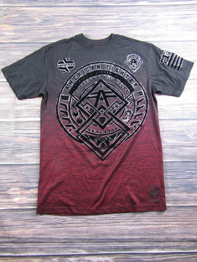 American Fighter Mens Medium Gray Red Training T Shirt UFC MMA Gym Workout Sport