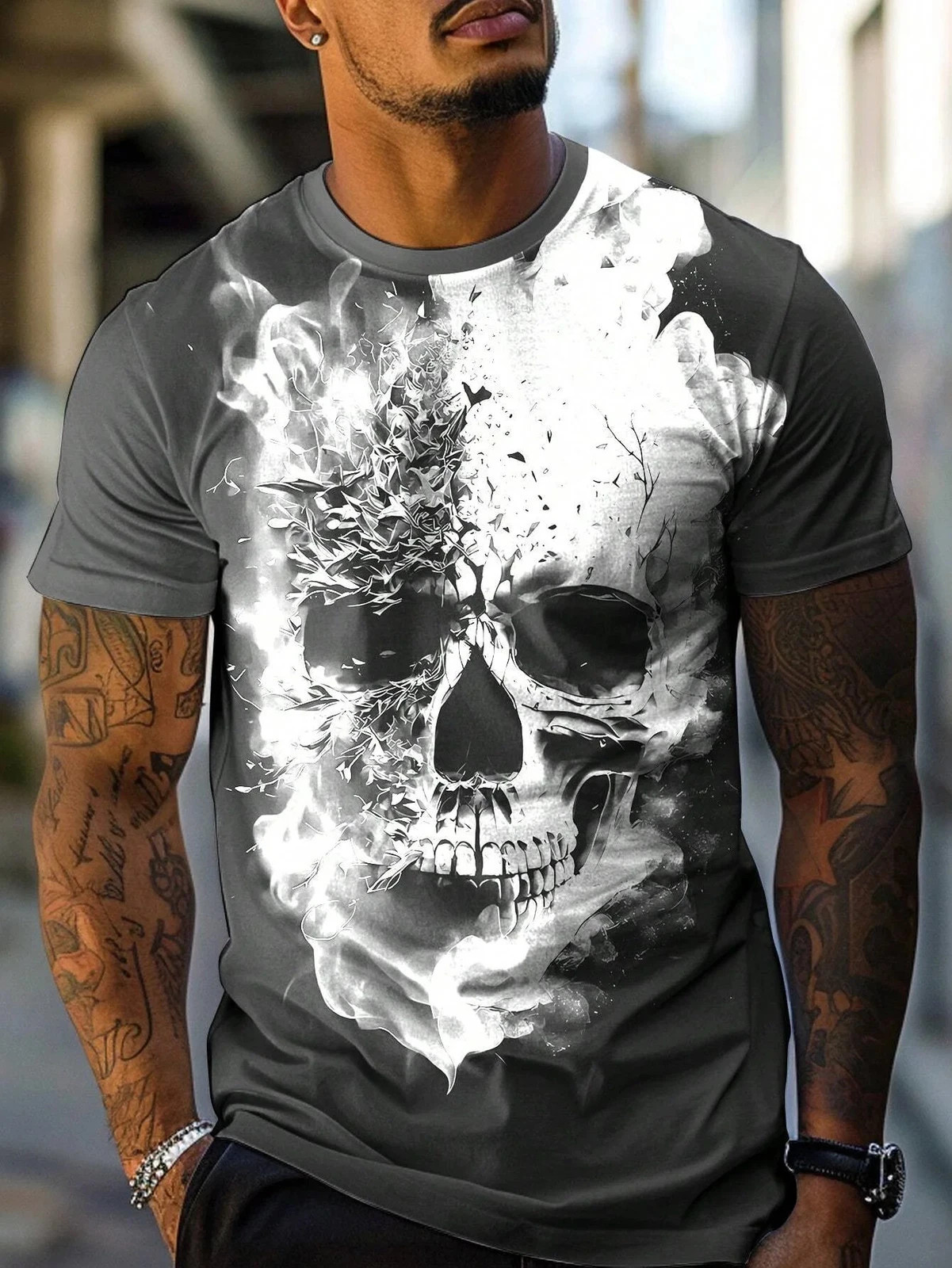 Summer Men's Skull Graphics 3D Printed Tshirt Short Sleeved T-Shirt For Men gallery