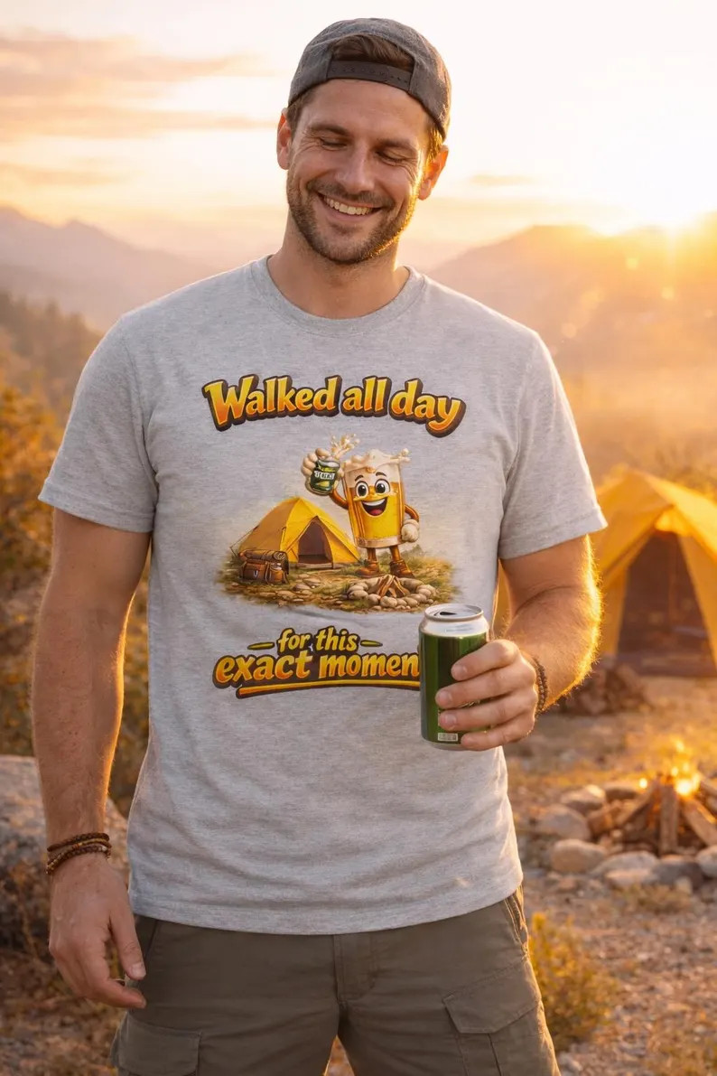 Funny Hiking Beer Camping Outdoor Adventure Gildan Tee Shirt gallery