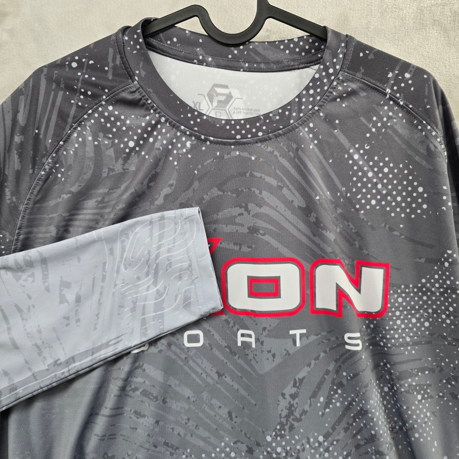 Flikr Fishing Size XL iKon Boats Long Sleeve Performance Shirt Grey UPF
