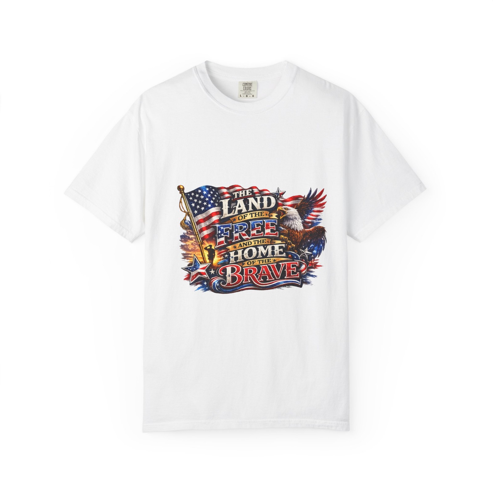 Land of the Free Home of the Brave T-Shirt | American Flag Eagle