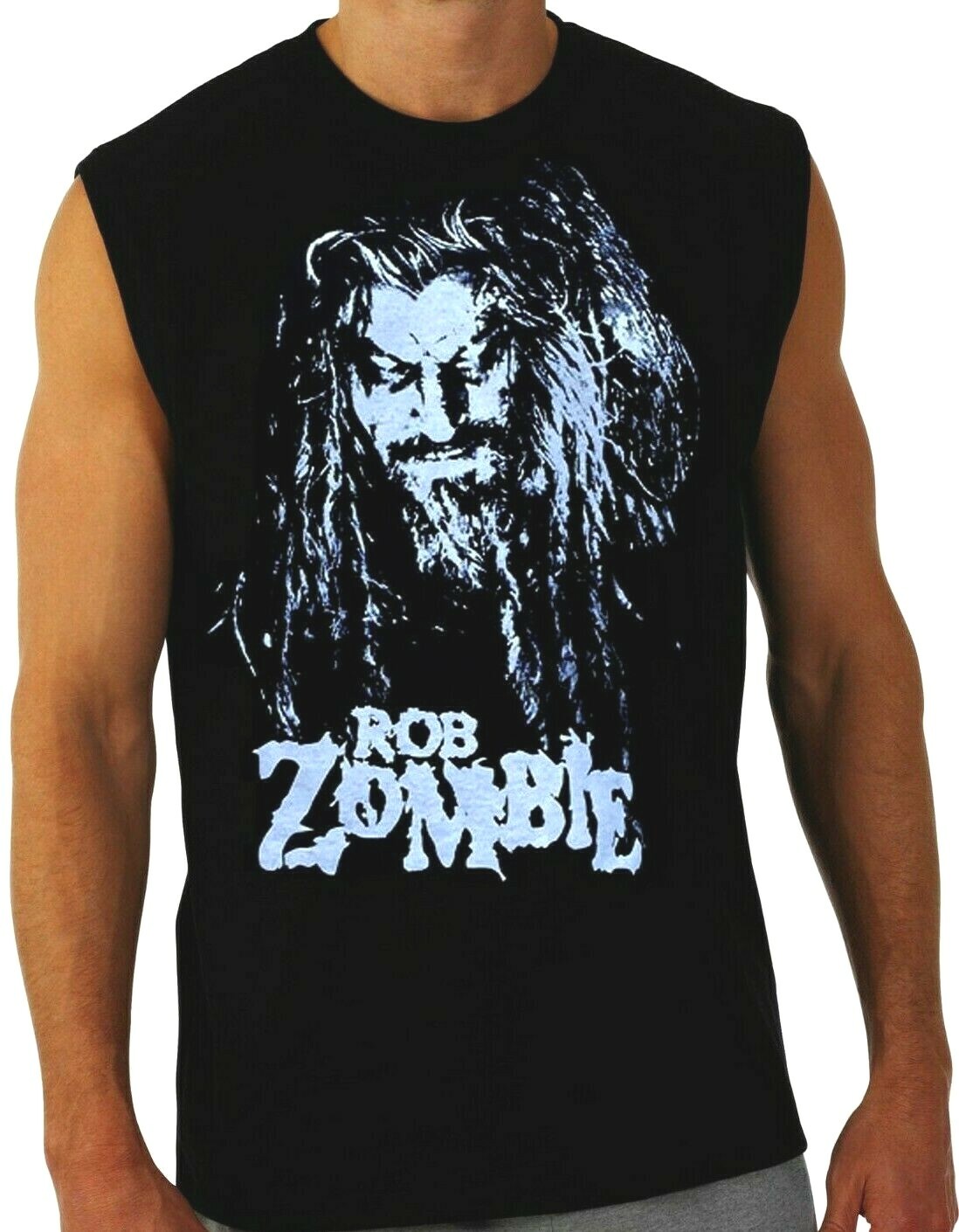 ROB ZOMBIE (White paint) PUNK ROCK Band Black Muscle Shirt gallery