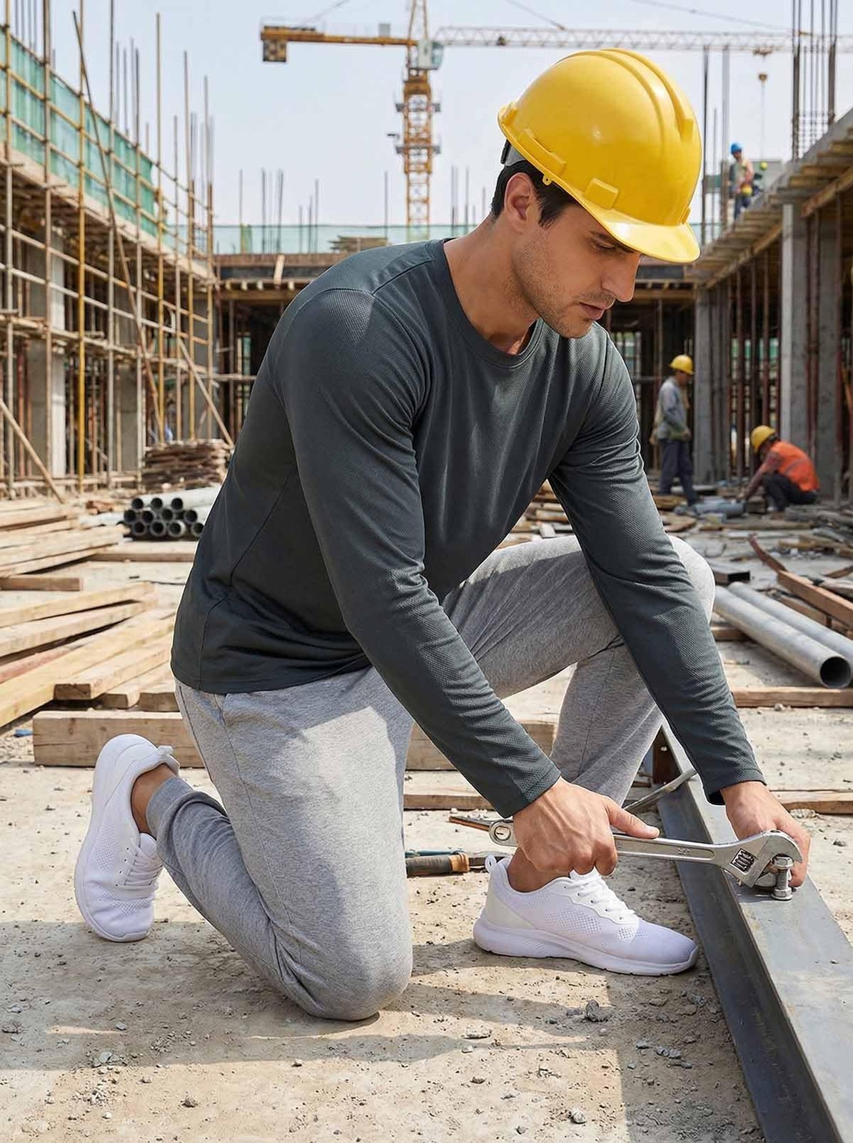 5 Pack Quick Dry Fit Men Long Sleeve T Shirts Sport Casual Construction Work ... gallery