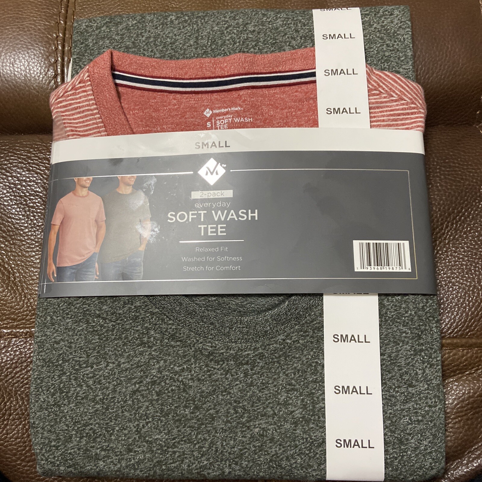 Member’s Mark Men’s 2-Pack Everyday Soft Wash Tee SMALL New Coral Gray