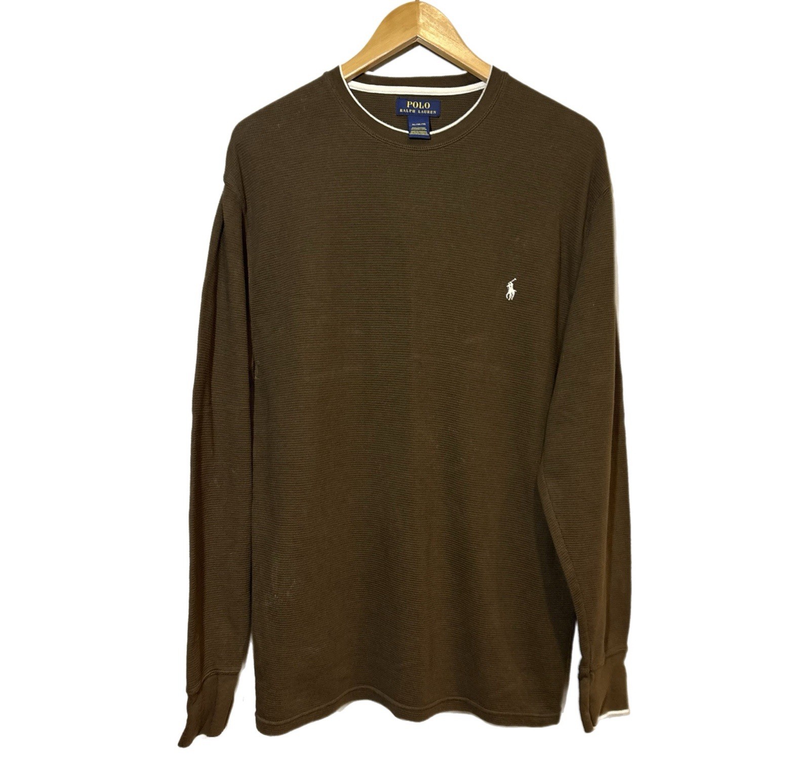 Polo Ralph Lauren Men Long Sleeve Waffle Knit Thermal Shirt XL Olive Green Pony gallery