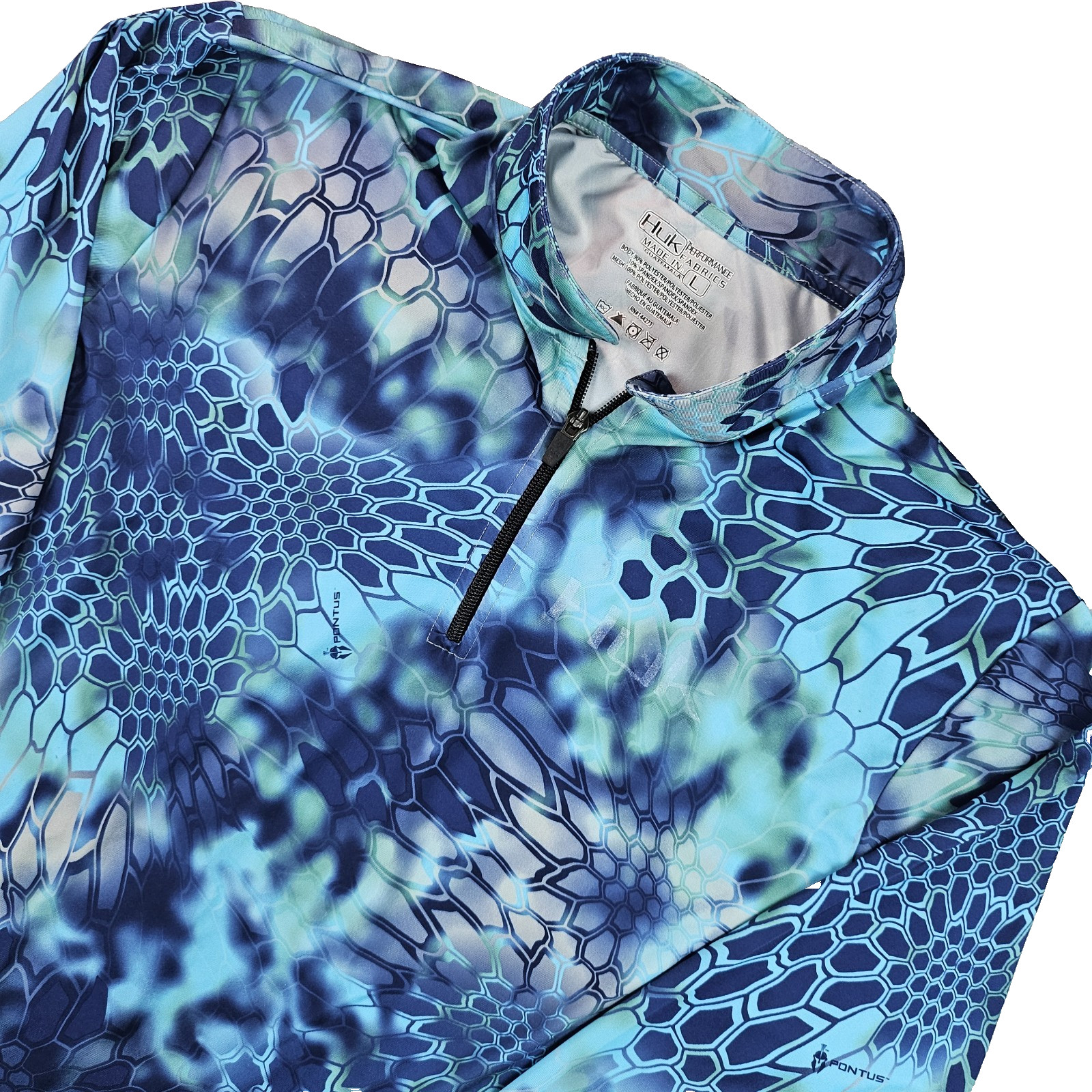 Huk Fishing 1/4 Zip Shirt Mens L Blue Kryptek Pontus Long Sleeve Lightweight gallery