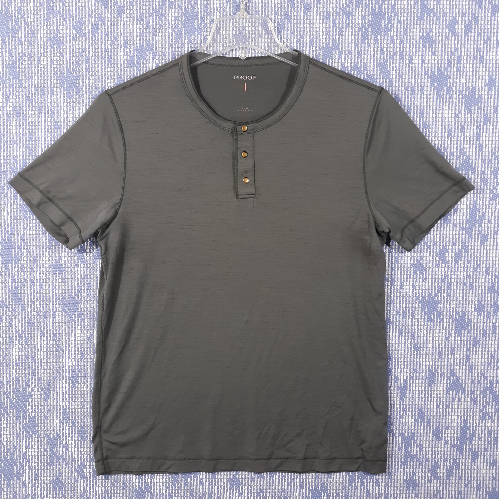 Proof T-Shirt Mens Large Gray Merino Wool Nylon Blend Snap