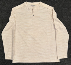 Johnston & Murphy Henley Shirt Mens Large Ivory Long Sleeve Knit 74-4258