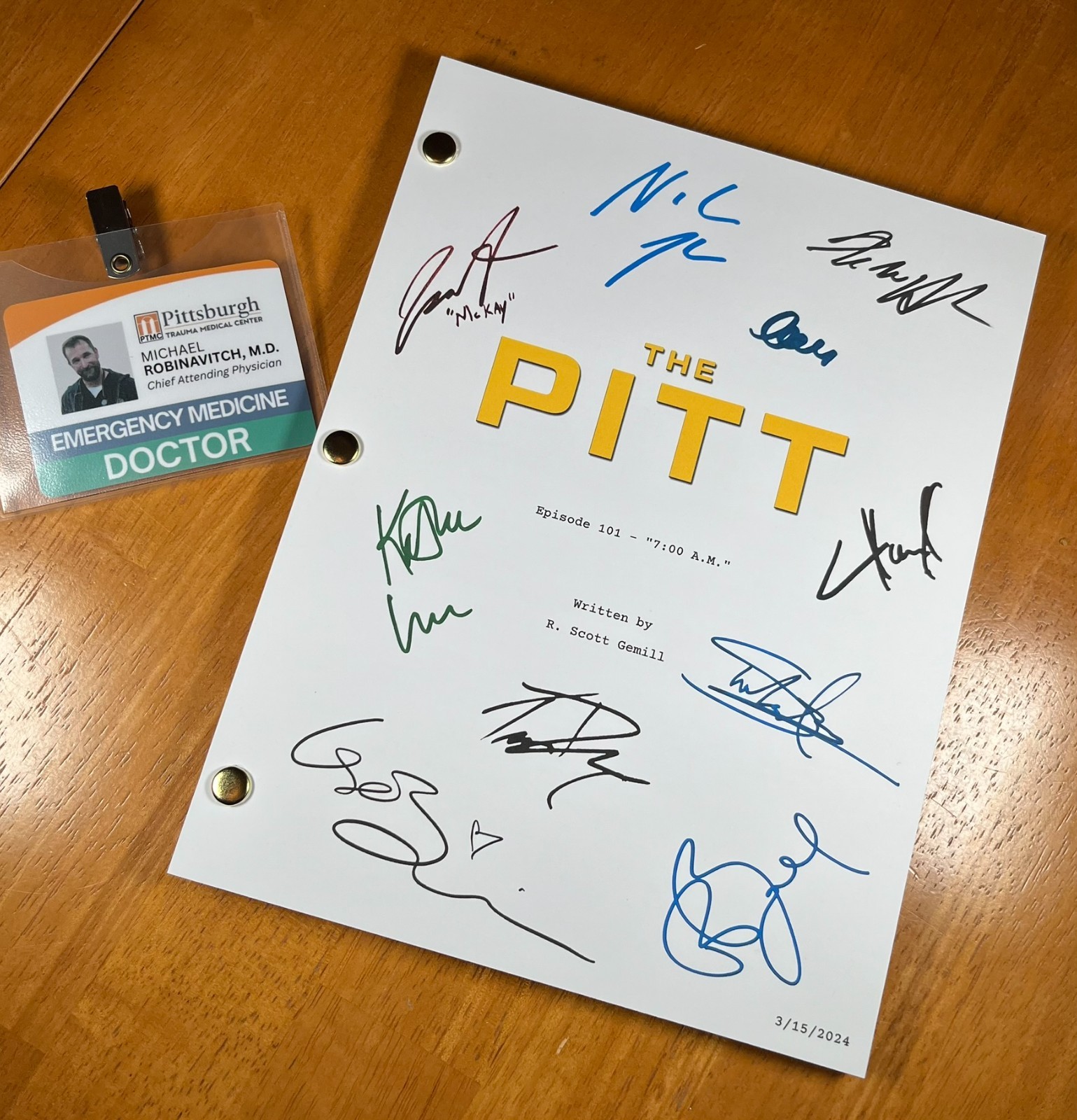 The Pitt Pilot Script Signed- Autograph Reprints- Noah Wyle- Pitt TV Show