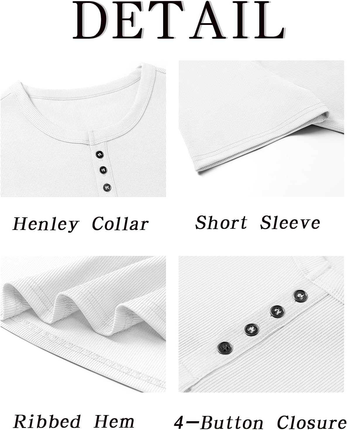 Men's Henley Shirt Short Sleeve Casual Ribbed Knitted Summer T-Shirt XL gallery