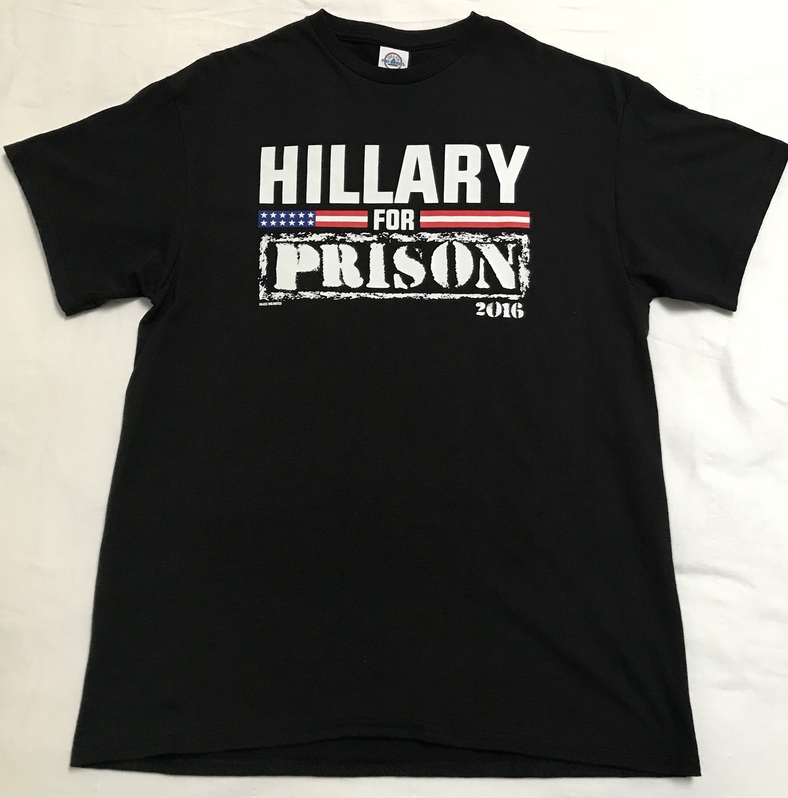 Hillary For Prison 2016 T Shirt Large Black Republican Shirt Hillary Clinton