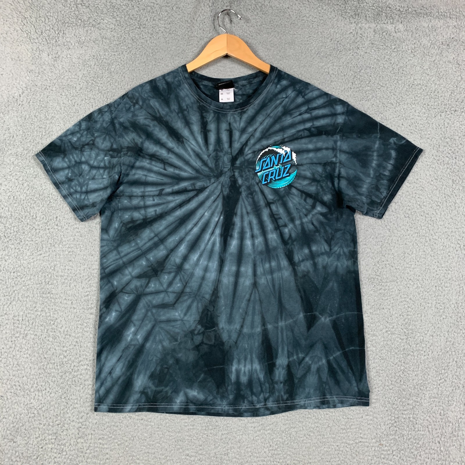 Santa Cruz T-Shirt Men's XL Blue Tie Dye Wave Dot Spider Short Sleeve Skateboard gallery